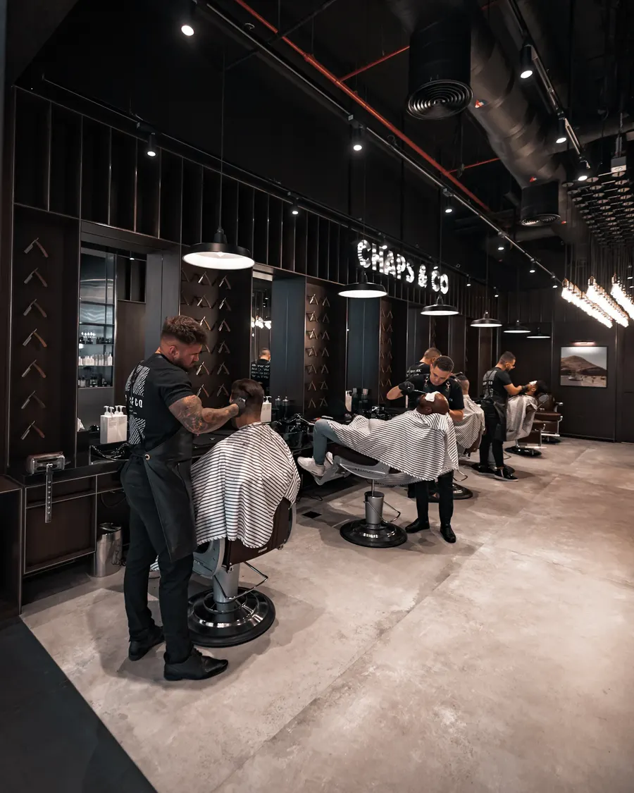 Inside the shop — chairs and stations